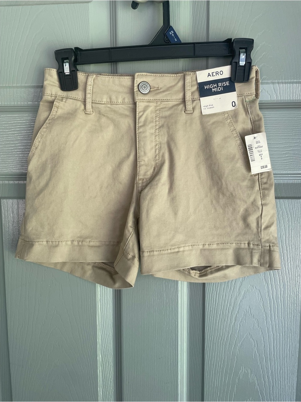 AERO High Rise Midi Women's Shorts in Khaki Tan 3” inseam